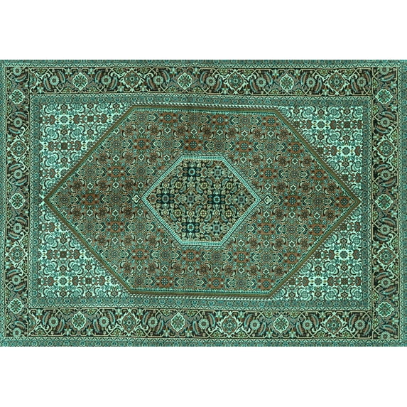 Ahgly Company Machine Washable Indoor Rectangle Persian Turquoise Blue Traditional Area Rugs, 6' x 9'