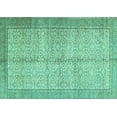 thumbnail image 1 of Ahgly Company Machine Washable Indoor Rectangle Persian Turquoise Blue Traditional Area Rugs, 7' x 10', 1 of 4