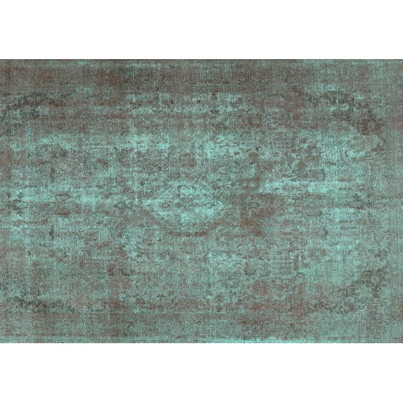 Ahgly Company Machine Washable Indoor Rectangle Persian Turquoise Blue Traditional Area Rugs, 7' x 10'