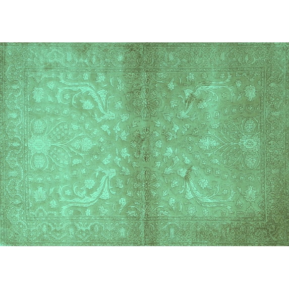 Ahgly Company Machine Washable Indoor Rectangle Persian Turquoise Blue Traditional Area Rugs, 7' x 9'