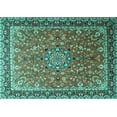 thumbnail image 1 of Ahgly Company Machine Washable Indoor Rectangle Persian Turquoise Blue Traditional Area Rugs, 7' x 9', 1 of 4
