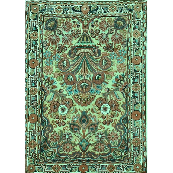 Ahgly Company Machine Washable Indoor Rectangle Persian Turquoise Blue Traditional Area Rugs, 8' x 10'