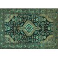 thumbnail image 1 of Ahgly Company Machine Washable Indoor Rectangle Persian Turquoise Blue Traditional Area Rugs, 8' x 10', 1 of 4