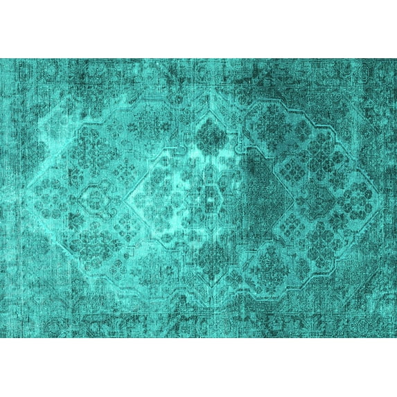 Ahgly Company Machine Washable Indoor Rectangle Persian Turquoise Blue Traditional Area Rugs, 8' x 12'