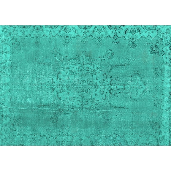 Ahgly Company Machine Washable Indoor Rectangle Persian Turquoise Blue Traditional Area Rugs, 8' x 12'