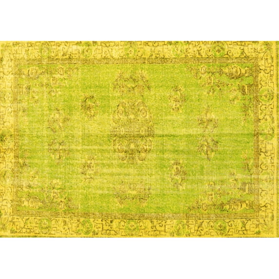 Ahgly Company Machine Washable Indoor Rectangle Persian Yellow Bohemian Area Rugs, 2' x 3'