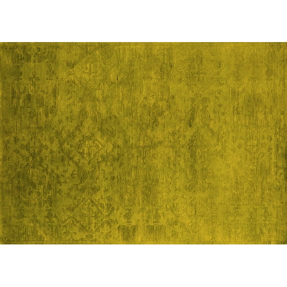 Ahgly Company Machine Washable Indoor Rectangle Persian Yellow Bohemian Area Rugs, 2' x 4'