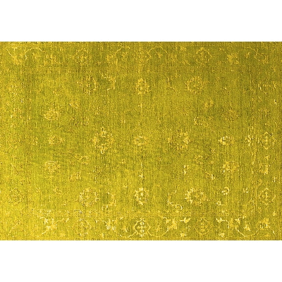Ahgly Company Machine Washable Indoor Rectangle Persian Yellow Bohemian Area Rugs, 5' x 7'