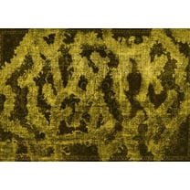 Ahgly Company Machine Washable Indoor Rectangle Persian Yellow Bohemian Area Rugs, 5' x 7'