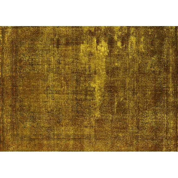 Ahgly Company Machine Washable Indoor Rectangle Persian Yellow Bohemian Area Rugs, 7' x 10'