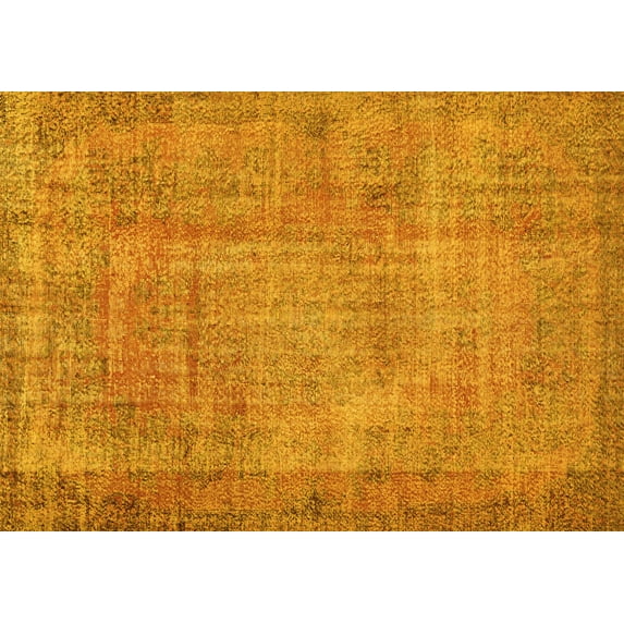 Ahgly Company Machine Washable Indoor Rectangle Persian Yellow Traditional Area Rugs, 2' x 3'