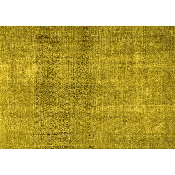 Ahgly Company Machine Washable Indoor Rectangle Persian Yellow Traditional Area Rugs, 2' x 3'