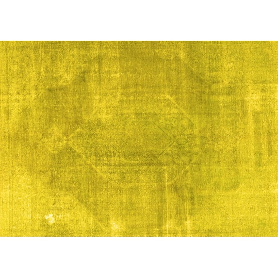 Ahgly Company Machine Washable Indoor Rectangle Persian Yellow Traditional Area Rugs, 2' x 4'