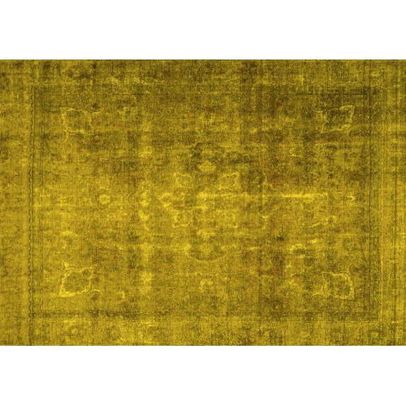 Ahgly Company Machine Washable Indoor Rectangle Persian Yellow Traditional Area Rugs, 4' x 6'