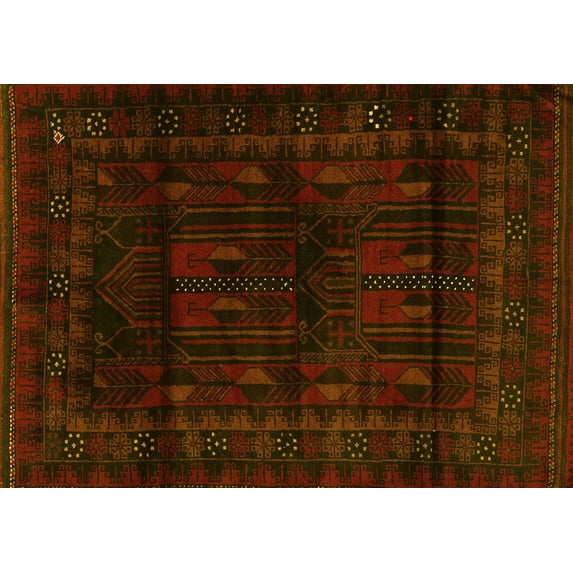 Ahgly Company Machine Washable Indoor Rectangle Persian Yellow Traditional Area Rugs, 4' x 6'