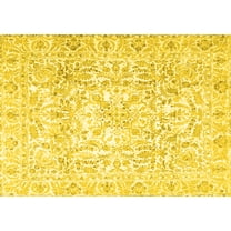Ahgly Company Machine Washable Indoor Rectangle Persian Yellow Traditional Area Rugs, 5' x 7'