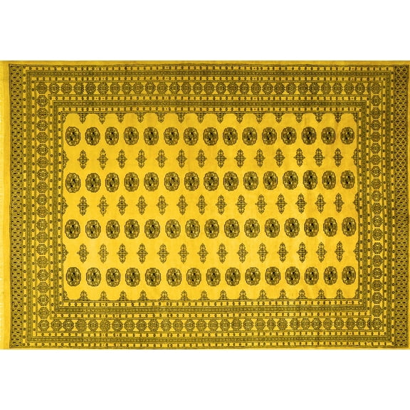 Ahgly Company Machine Washable Indoor Rectangle Persian Yellow Traditional Area Rugs, 5' x 7'