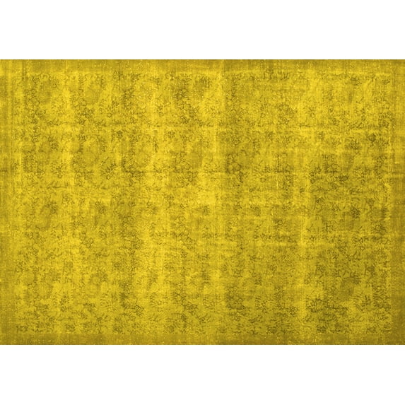 Ahgly Company Machine Washable Indoor Rectangle Persian Yellow Traditional Area Rugs, 5' x 7'