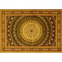 Ahgly Company Machine Washable Indoor Rectangle Persian Yellow Traditional Area Rugs, 5' x 7'