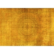 Ahgly Company Machine Washable Indoor Rectangle Persian Yellow Traditional Area Rugs, 5' x 7'