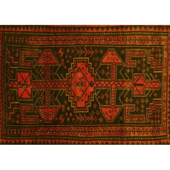 Ahgly Company Machine Washable Indoor Rectangle Persian Yellow Traditional Area Rugs, 6' x 9'