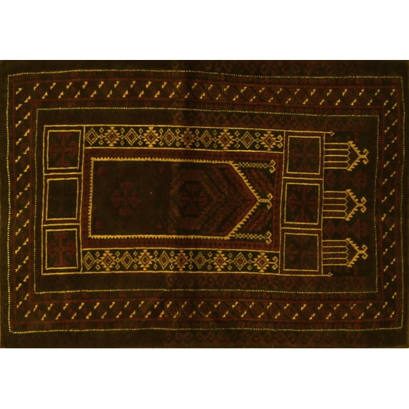 Ahgly Company Machine Washable Indoor Rectangle Persian Yellow Traditional Area Rugs, 7' x 10'