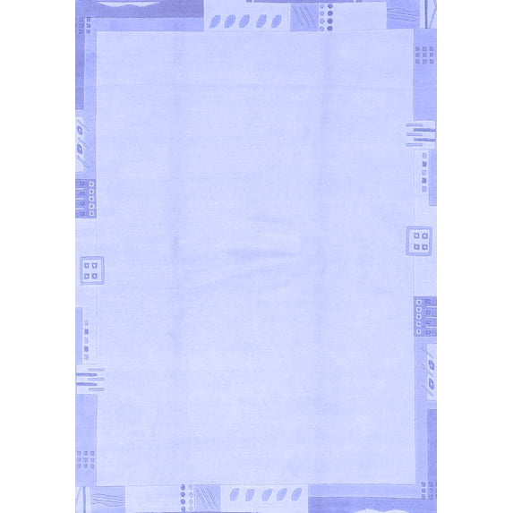 Ahgly Company Machine Washable Indoor Rectangle Solid Blue Modern Area Rugs, 6' x 9'