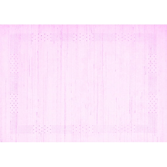 Ahgly Company Machine Washable Indoor Rectangle Solid Pink Modern Area Rugs, 7' x 9'
