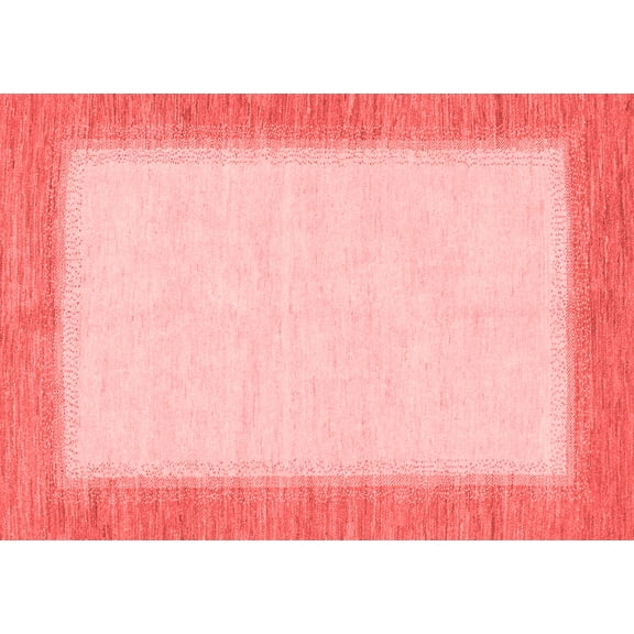 Ahgly Company Machine Washable Indoor Rectangle Solid Red Modern Area Rugs, 5' x 7'