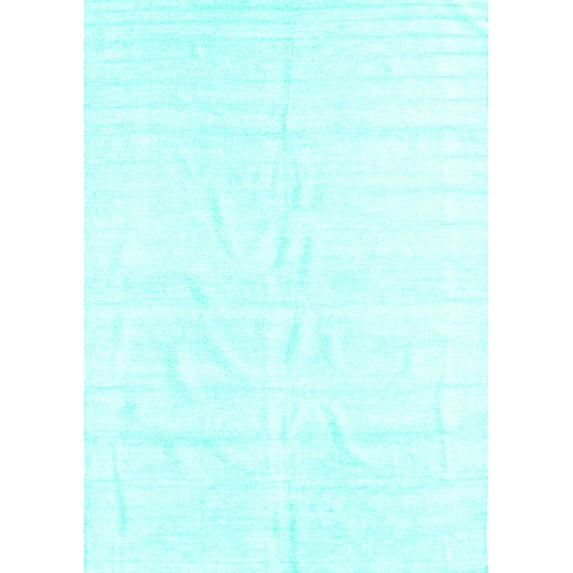 Ahgly Company Machine Washable Indoor Rectangle Solid Turquoise Blue Modern Area Rugs, 4' x 6'