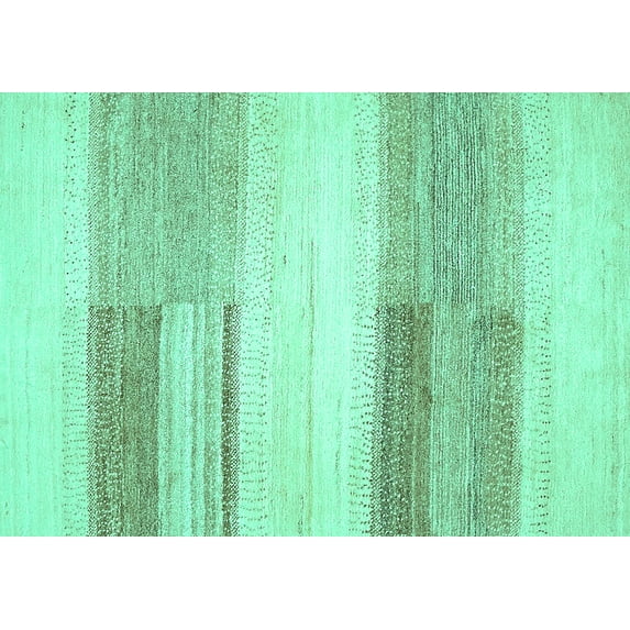 Ahgly Company Machine Washable Indoor Rectangle Solid Turquoise Blue Modern Area Rugs, 7' x 9'