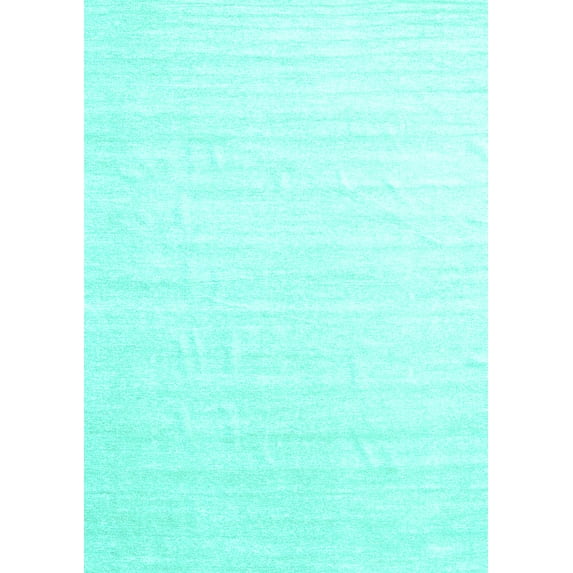 Ahgly Company Machine Washable Indoor Rectangle Solid Turquoise Blue Modern Area Rugs, 7' x 9'