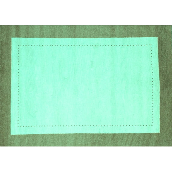 Ahgly Company Machine Washable Indoor Rectangle Solid Turquoise Blue Modern Area Rugs, 8' x 10'