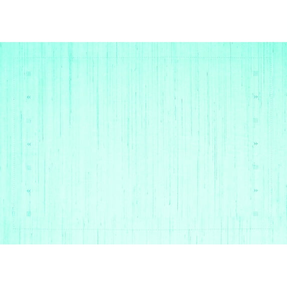 Ahgly Company Machine Washable Indoor Rectangle Solid Turquoise Blue Modern Area Rugs, 8' x 12'