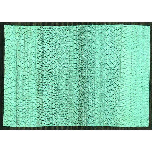 Ahgly Company Machine Washable Indoor Rectangle Solid Turquoise Blue Modern Area Rugs, 8' x 12'
