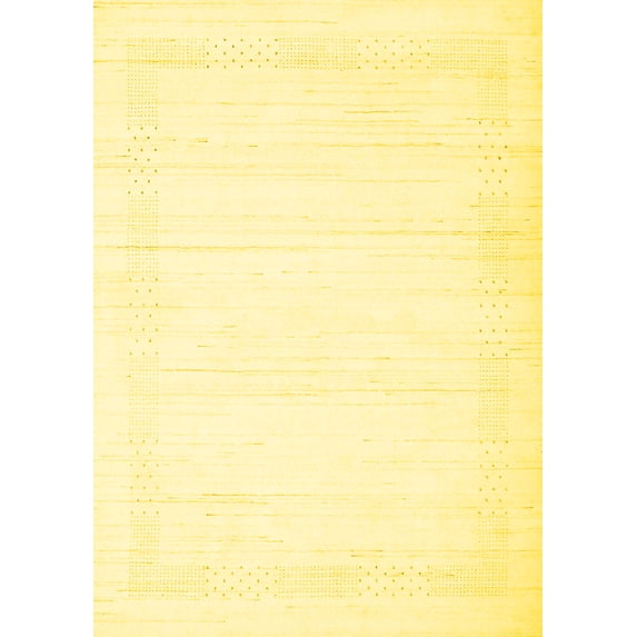 Ahgly Company Machine Washable Indoor Rectangle Solid Yellow Modern Area Rugs, 2' x 3'