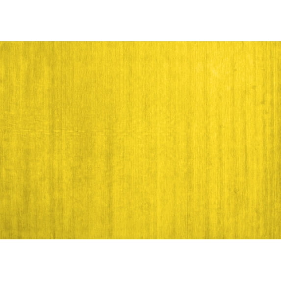 Ahgly Company Machine Washable Indoor Rectangle Solid Yellow Modern Area Rugs, 2' x 5'