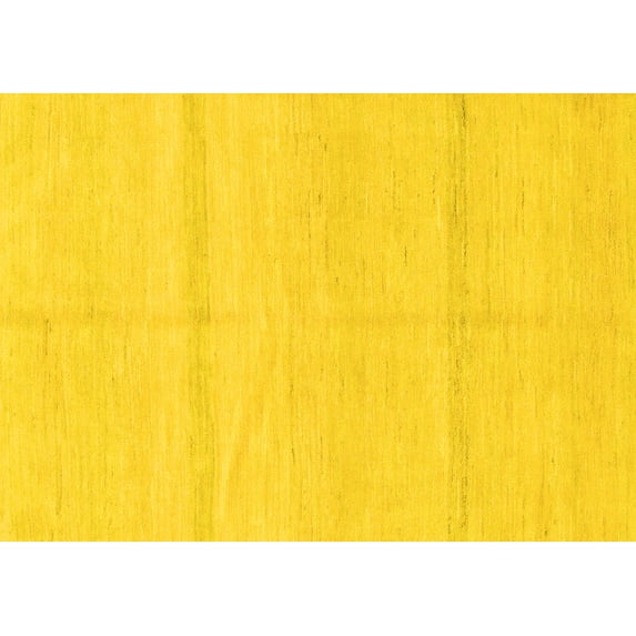 Ahgly Company Machine Washable Indoor Rectangle Solid Yellow Modern Area Rugs, 3' x 5'