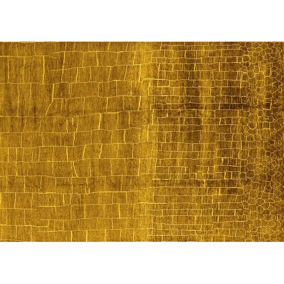 Ahgly Company Machine Washable Indoor Rectangle Solid Yellow Modern Area Rugs, 4' x 6'