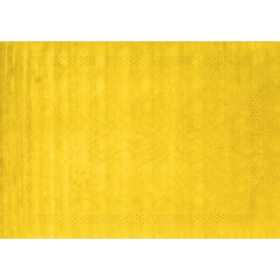 Ahgly Company Machine Washable Indoor Rectangle Solid Yellow Modern Area Rugs, 5' x 7'