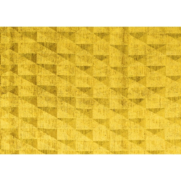Ahgly Company Machine Washable Indoor Rectangle Solid Yellow Modern Area Rugs, 5' x 7'