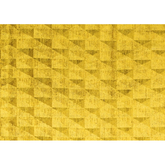 Ahgly Company Machine Washable Indoor Rectangle Solid Yellow Modern Area Rugs, 5' x 7'