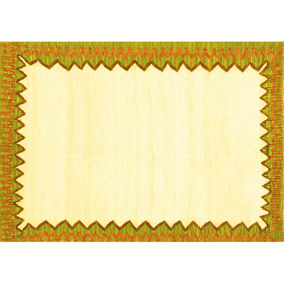 Ahgly Company Machine Washable Indoor Rectangle Solid Yellow Modern Area Rugs, 5' x 7'