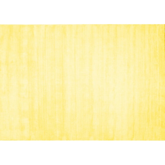 Ahgly Company Machine Washable Indoor Rectangle Solid Yellow Modern Area Rugs, 5' x 8'