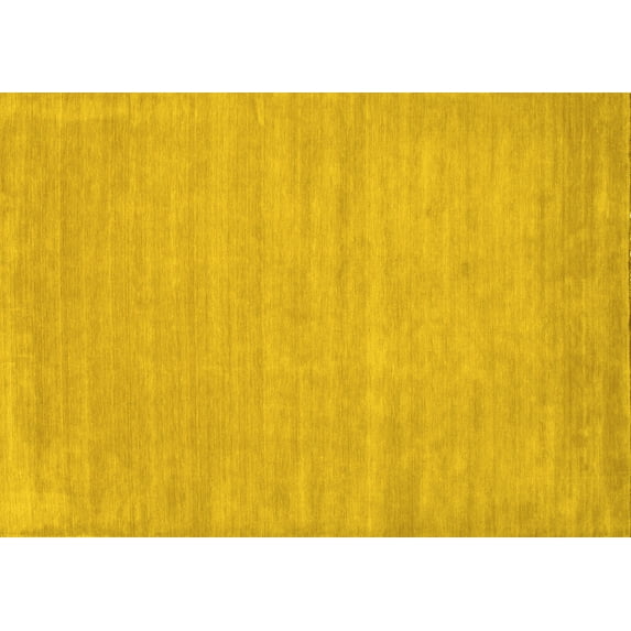 Ahgly Company Machine Washable Indoor Rectangle Solid Yellow Modern Area Rugs, 5' x 8'