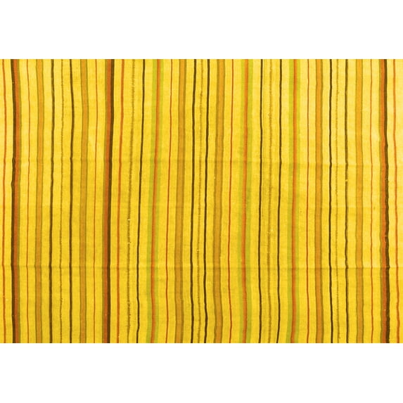 Ahgly Company Machine Washable Indoor Rectangle Solid Yellow Modern Area Rugs, 5' x 8'