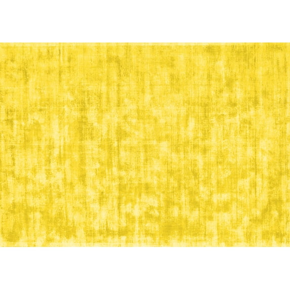 Ahgly Company Machine Washable Indoor Rectangle Solid Yellow Modern Area Rugs, 7' x 10'