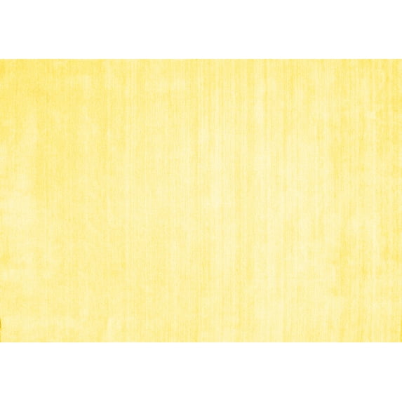 Ahgly Company Machine Washable Indoor Rectangle Solid Yellow Modern Area Rugs, 7' x 9'