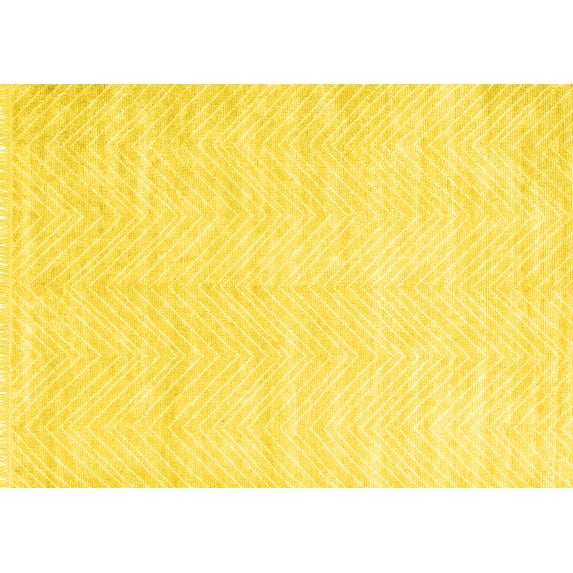 Ahgly Company Machine Washable Indoor Rectangle Solid Yellow Modern Area Rugs, 8' x 10'