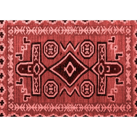 Ahgly Company Machine Washable Indoor Rectangle Southwestern Red Country Area Rugs, 5' x 7'